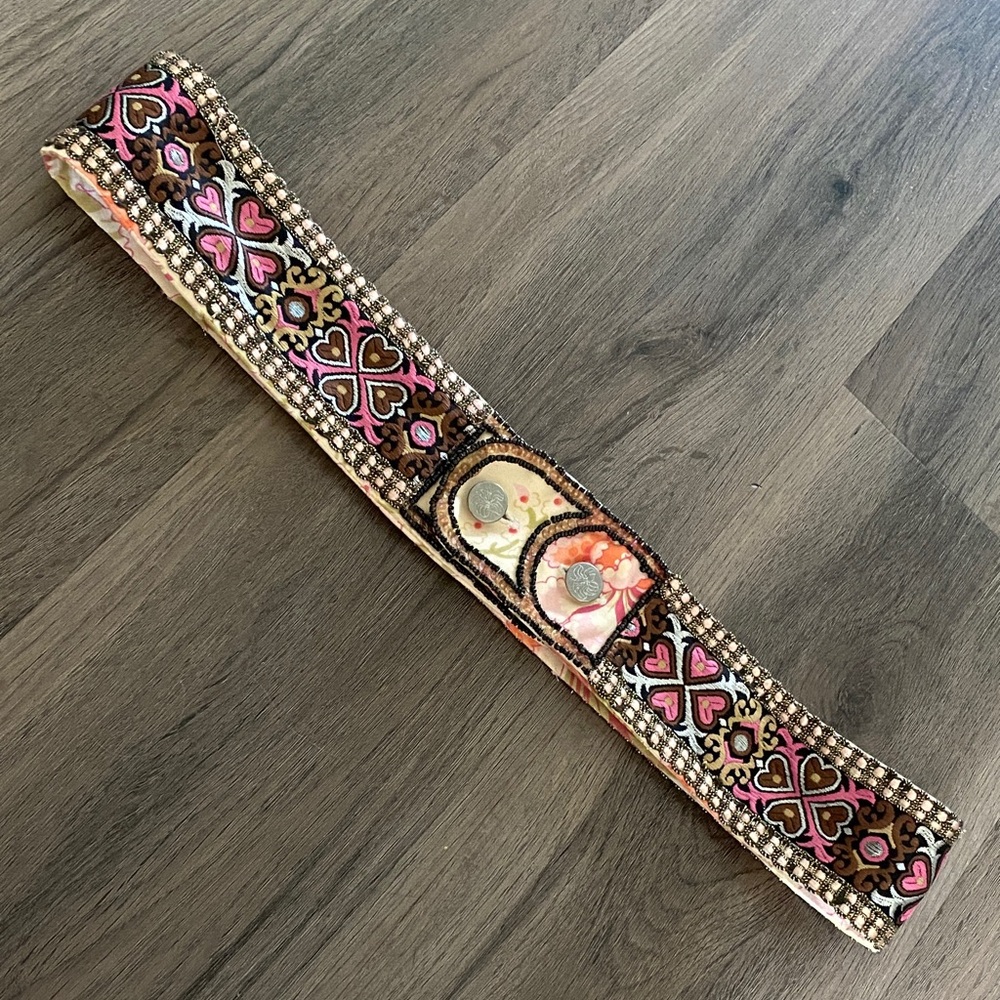 Tribal belly dance Bohemian Embroidered Belt with Pink and Brown Accents